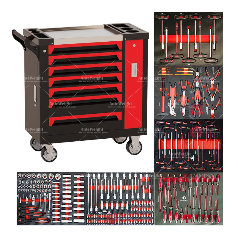 

Heavy Duty Workshop Rolling Trolley Tool Chest with Wheels,Garage Storage 7 Drawers Tool Cart Box Roller Cabinet with Tools