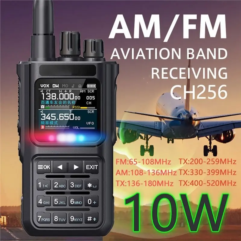 BT8000 Full Band Walkie Talkie Ham Radio 256 Channels Air Band Two-Way Radio USB-C Port Aviation NOAA Marine Amateur Grade