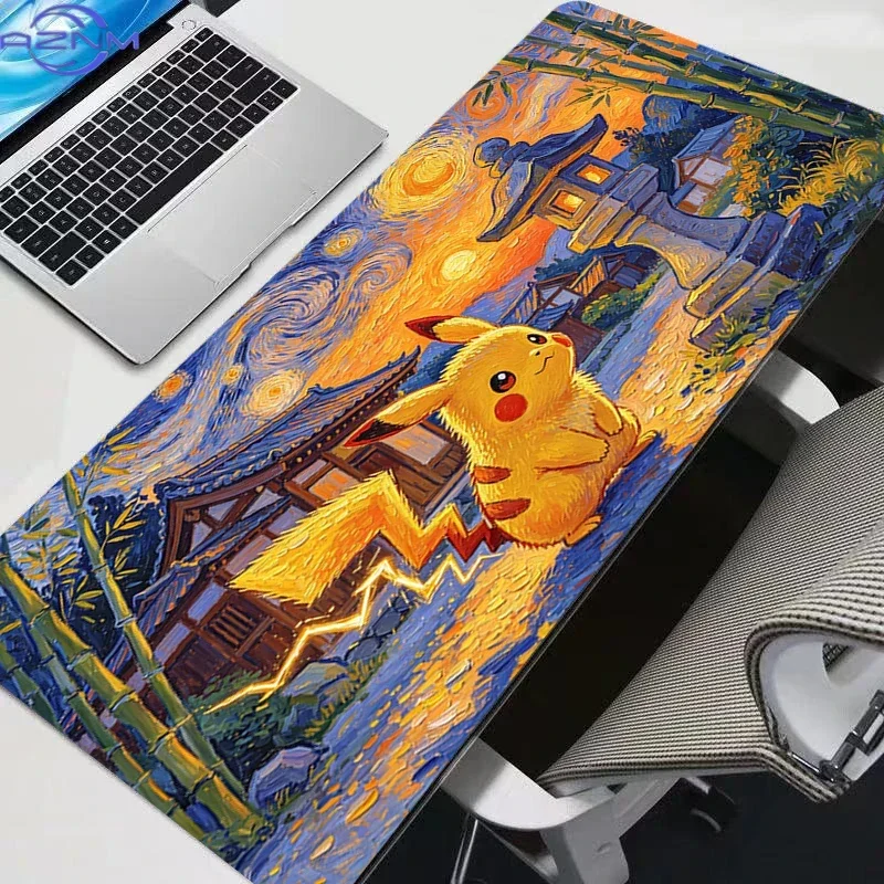 Mouse Pad Large Gamer Gaming Accessories Speed Keyboard rug Rubber Lock Edge Desk Mat Laptop P-Pikachu cherry blossom mousepad