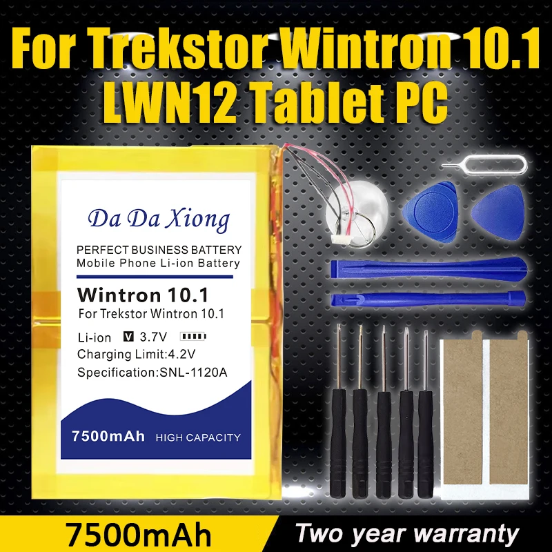 

New 3.7V 7500mAh 3574107 Battery For Trekstor Wintron 10.1 LWN12 5 Wire Plug + Tools