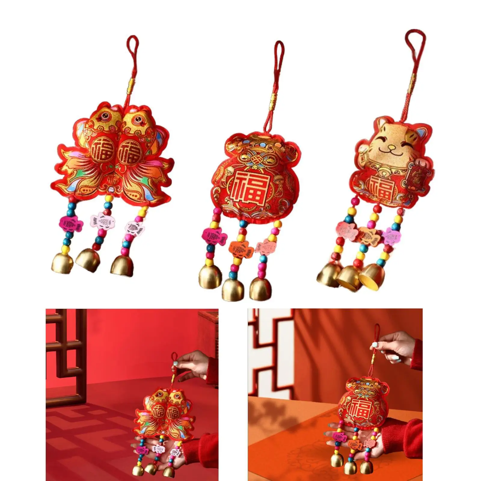Ornamen Gantung Lonceng Tahun Baru Imlek 2025 untuk Plafon Kantor Kamar Tidur