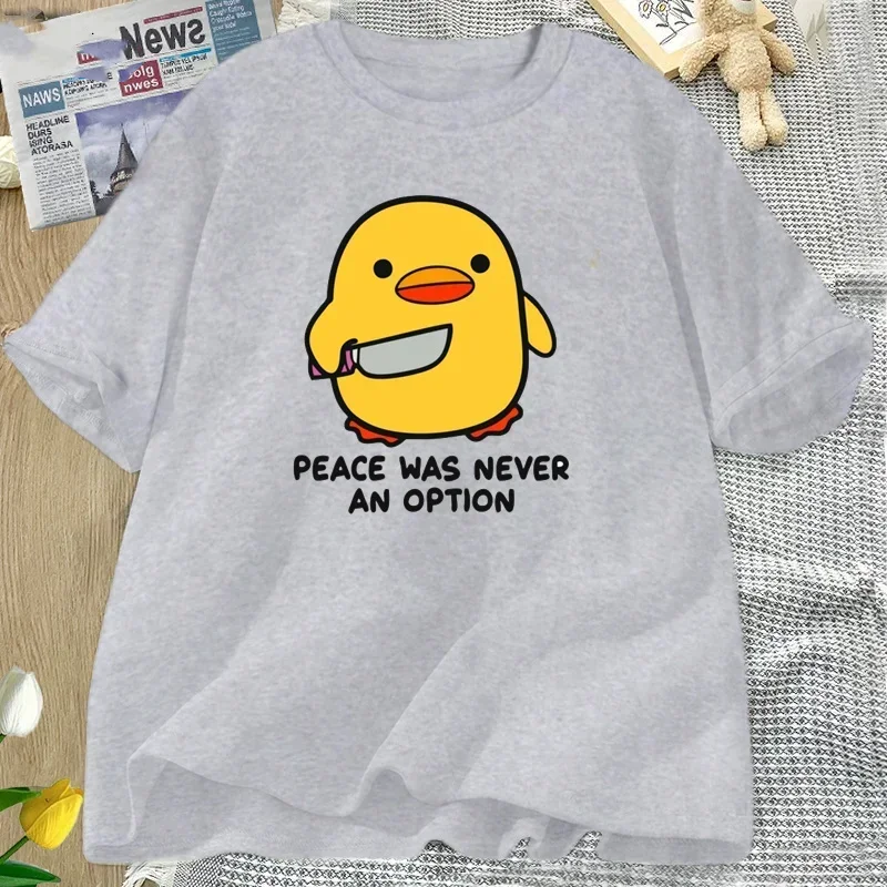 Frieden war nie eine Option Niedliches Tier-T-Shirt Lustiges Gänzen-Grafik-T-Shirt Sommerliche Freizeitkleidung Kurzarm-Oberteile Damenbekleidung – Detail 5