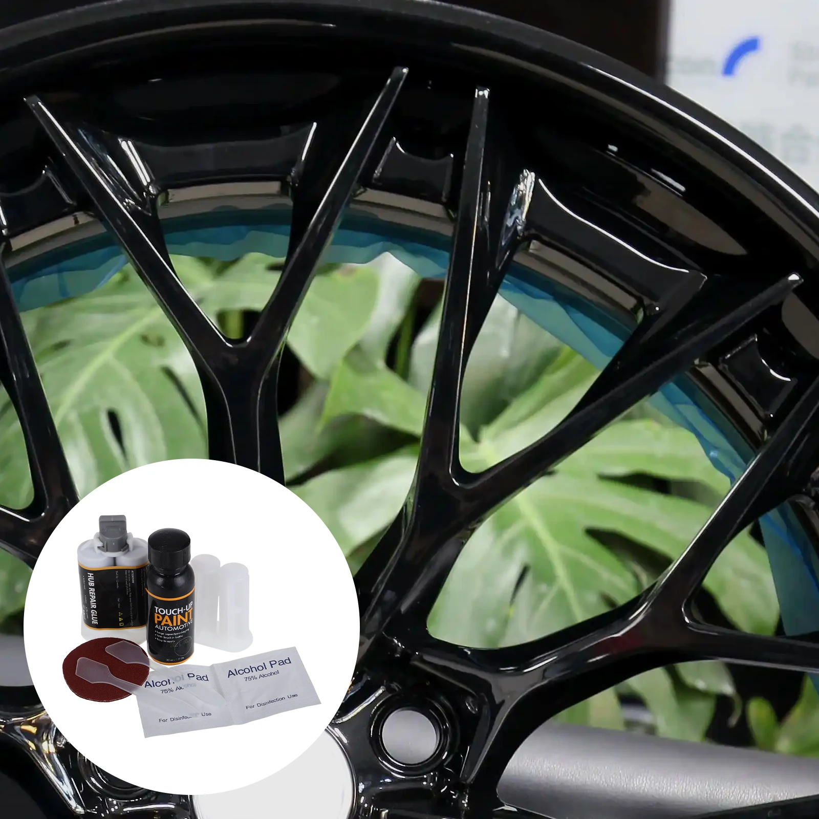 

50Ml Black Rim Rash Kit Car Wheel Touch Up Paint Scratch Repair Tool Steel Aluminum Polishing Glue Heavy Duty Metal Welding