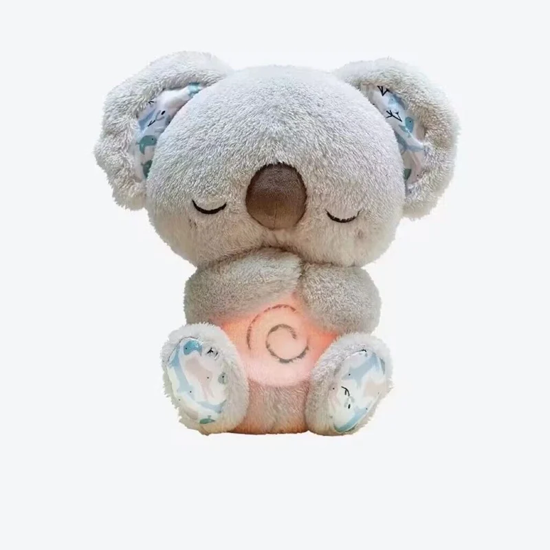 Breathing Bear Toy Baby Soothing Koala Plush Doll Baby Kids Soothing Music Baby Sleeping Companion Sound and Light Doll Toy