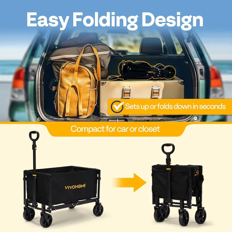 Carrello pieghevole Carro multiuso pieghevole portatile leggero con ruote AllTerrain per generi alimentari Sport Giardino Shopping Ca