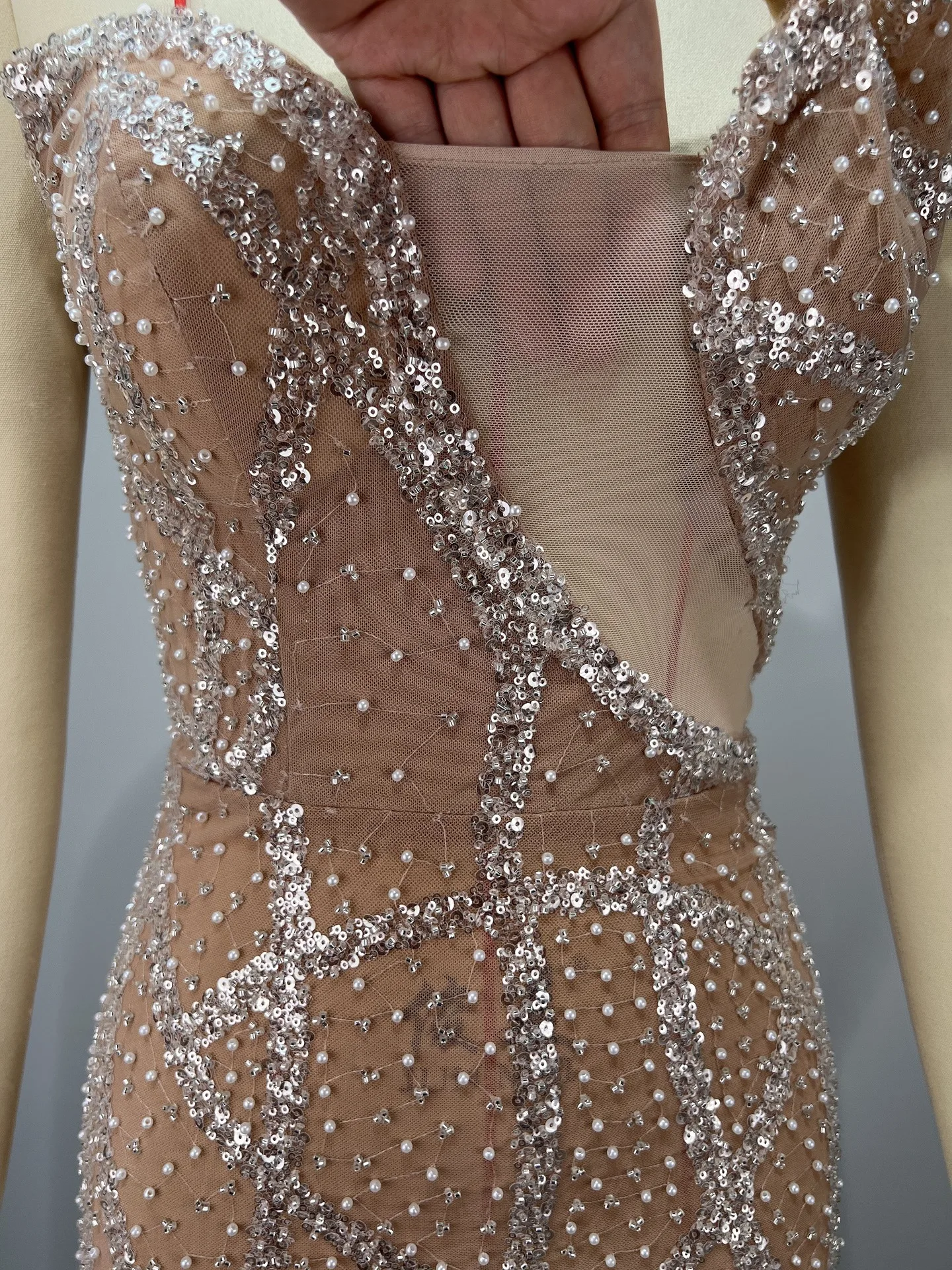 Sequin Embroidered Sexy One-Shoulder Sheer Mesh Mermaid Dress High-End Evening Performance Gown