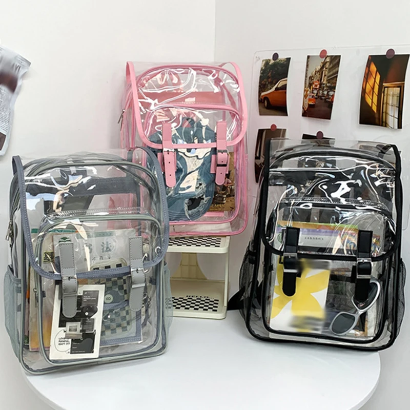 Clear Summer Backpack Transparent PVC Large Bag Waterproof Beach Cell Phone Bag Outdoor Travel Hiking can See Concert Schoolbag
