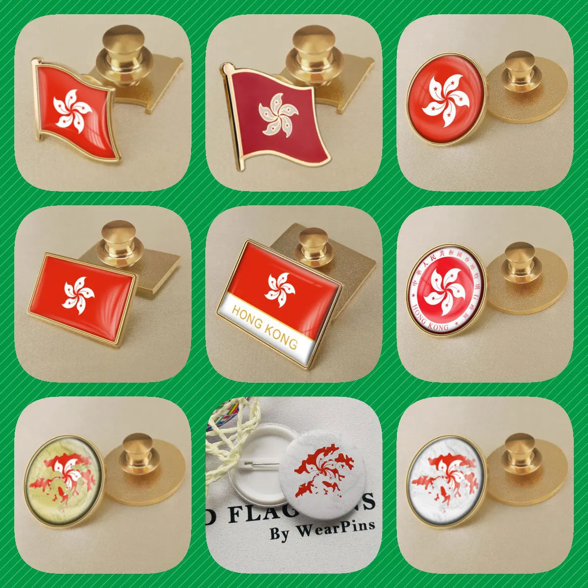 Hong Kong Flag Lapel Pins Brooches Badges