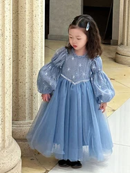 Elsa Frozen Little Girl Birthday Dress Long Sleeved Gauze Autumn Winter ​Elegant Princess Gala Dresses for Girls 3-10 Years Old