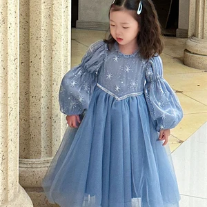 Elsa Frozen Girl Jubiläumskleid Lange Mango Gaze Herbst Winter Winter Elegante Prinzessin Gala Kleider für 3 bis 10 Jahre -alte Mädchen 6 Hauptverkaufskleid Gala Kind - №6