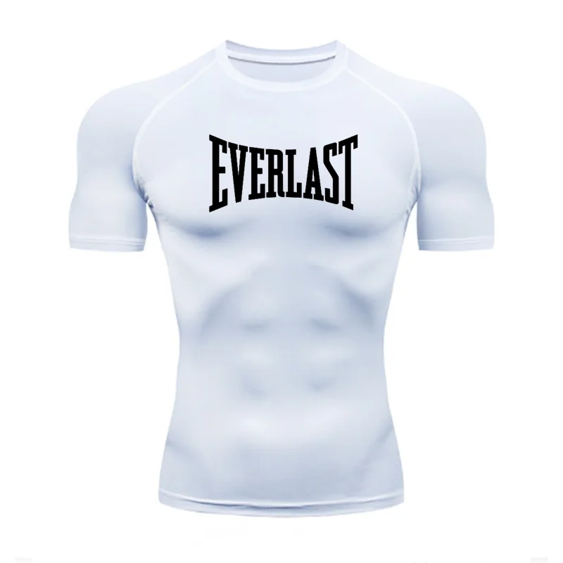 EVERLAST Men\'s Skin-Tight Shirt Printed Sports Quick Dry Breathable Sports Tights Second Layer Of Sunscreen Skin Shirt