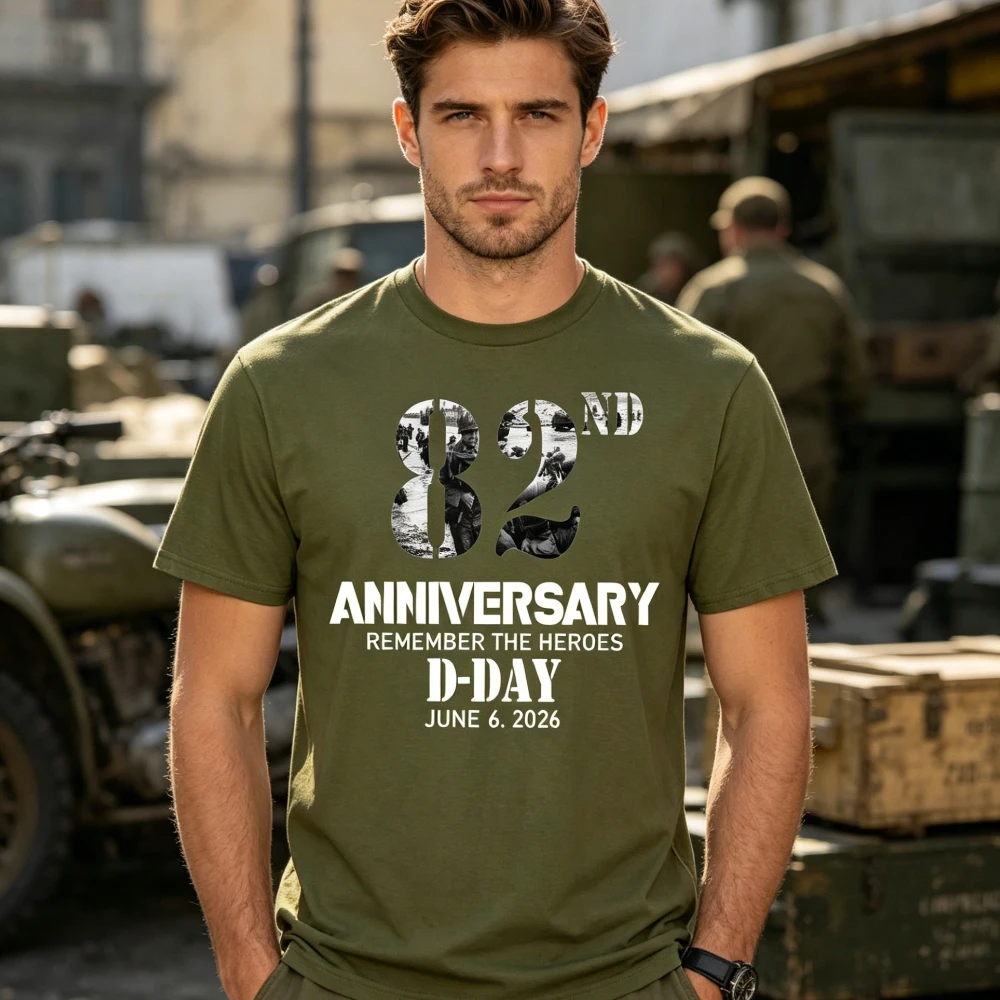 D Day Normandy TShirt 82nd Anniversary Remember The Heroes Honor Courage Tribute Bravery Clothing Men Summer Cotton Streetwear