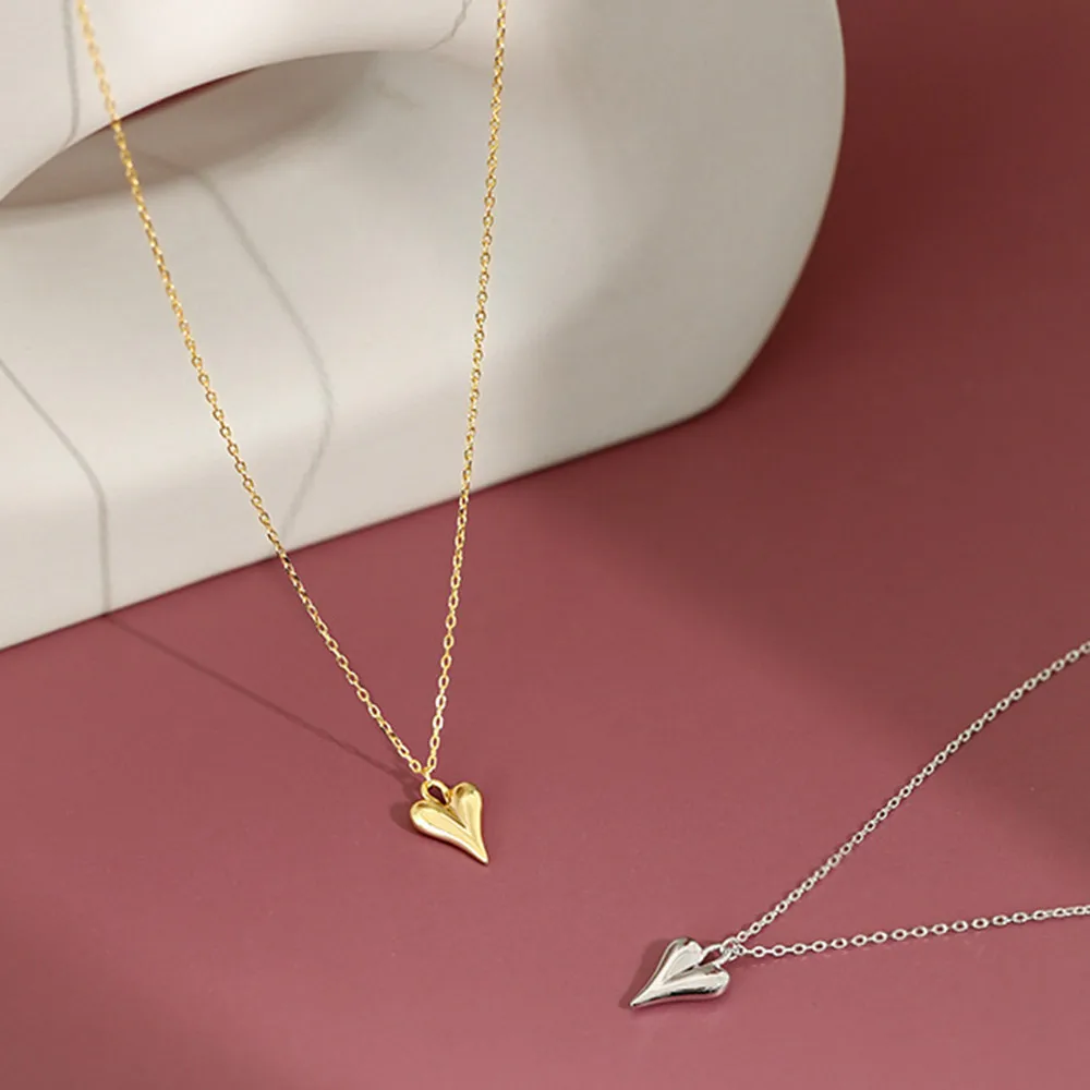 ANDYWEN 925 Sterling Silver Gold Small Heart Pendant Choker Necklace Luxury 2020 Rock Punk Fashion Fine Jewelry Wedding Party