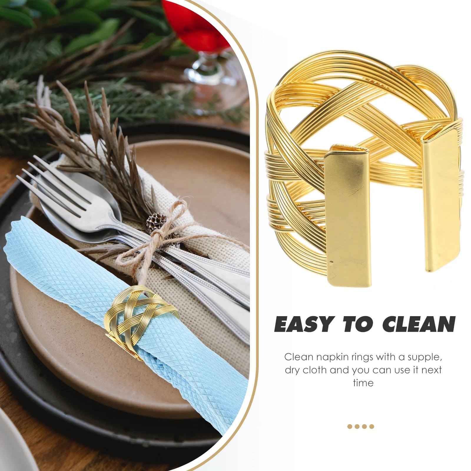 

6 Pcs Napkin Ring Semicircle Metal Buckles Rings Household Table Holders Modern Napkins
