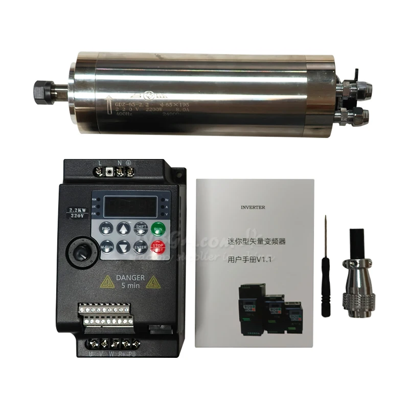 2.2KW ER11 220V 24000rpm Water Cooled Spindle Motor Customized for Engraving Router Wood Working Carving Machine Milling Tools
