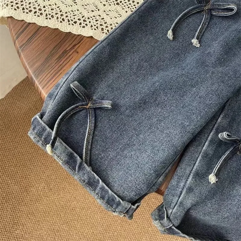 Girls Boys Pants Fashion Bow Loose Jeans 2025 Autumn New Korean Style Childrens Wide Leg Pants Casual Baby Clothing - view 4