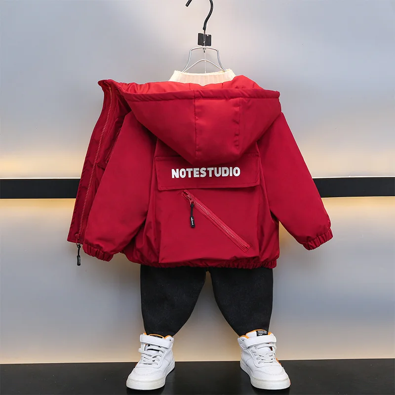 

Boys' Autumn Winter Fce Lined Thin Cotton Jaet New 2025 Baby Coat Children's Cotton Padded Vest Stand Fit Long Sve...