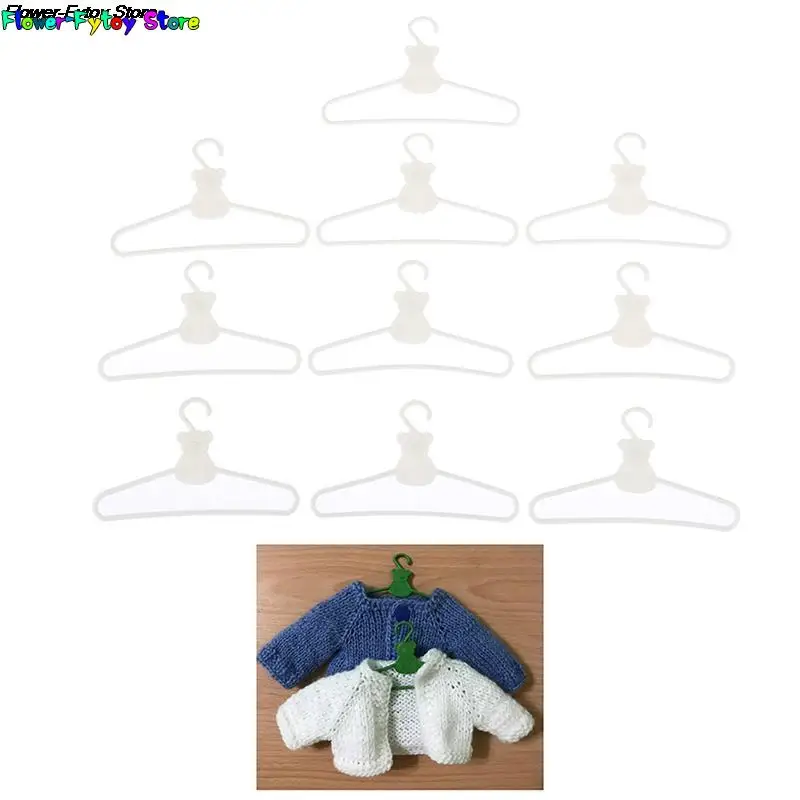 10Pcs/Lot Mini Cute Plastic Hangers Coat Dress Dolls Accessories for Doll Wardrobe Dress Clothes Dollhouse Toy