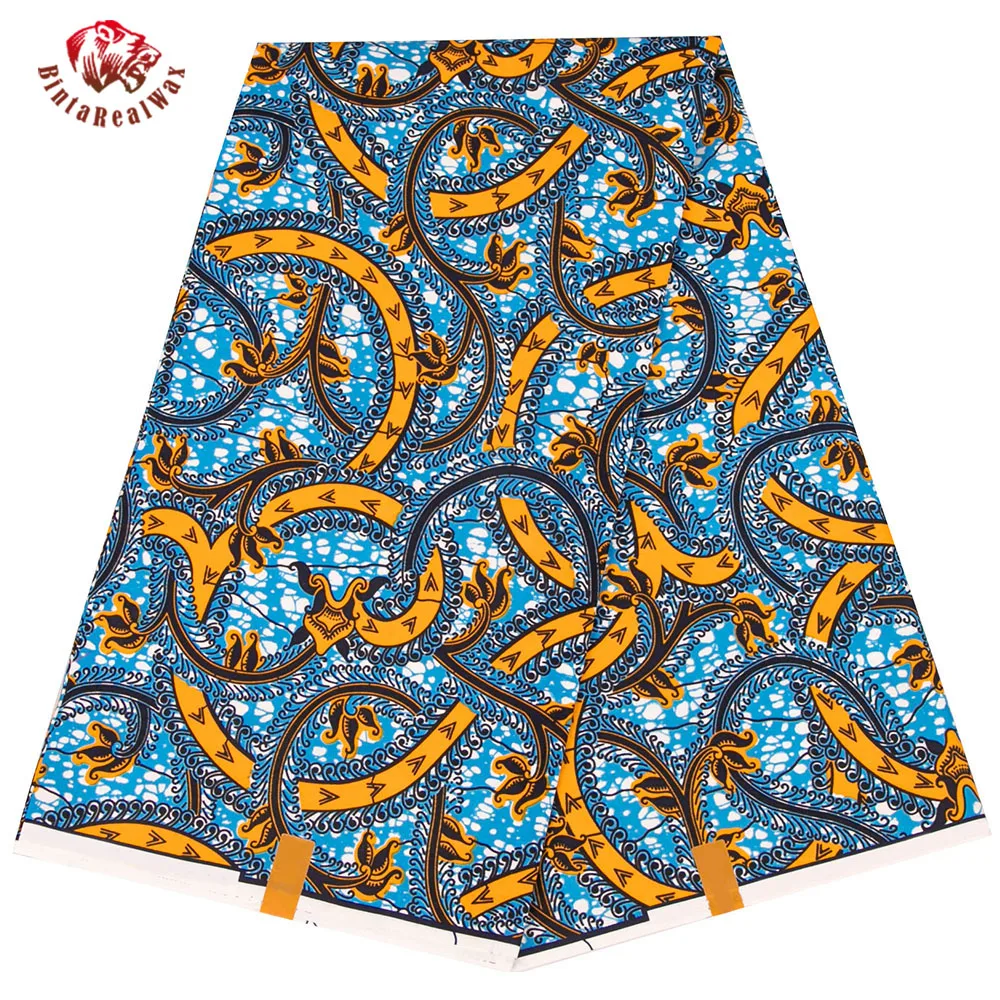 African printed Polyester fabric Classic style blue background Orange floral party dress sewing material Sewn DIY FP6581