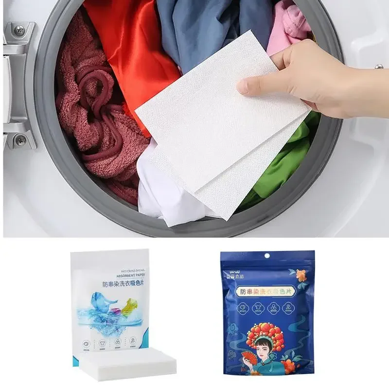 50Pcs/Bag Mixed Dyeing Proof Color Absorption Sheet Anti-Staining Clothes Sheets Anti-String Mixing Color Absorption Washing