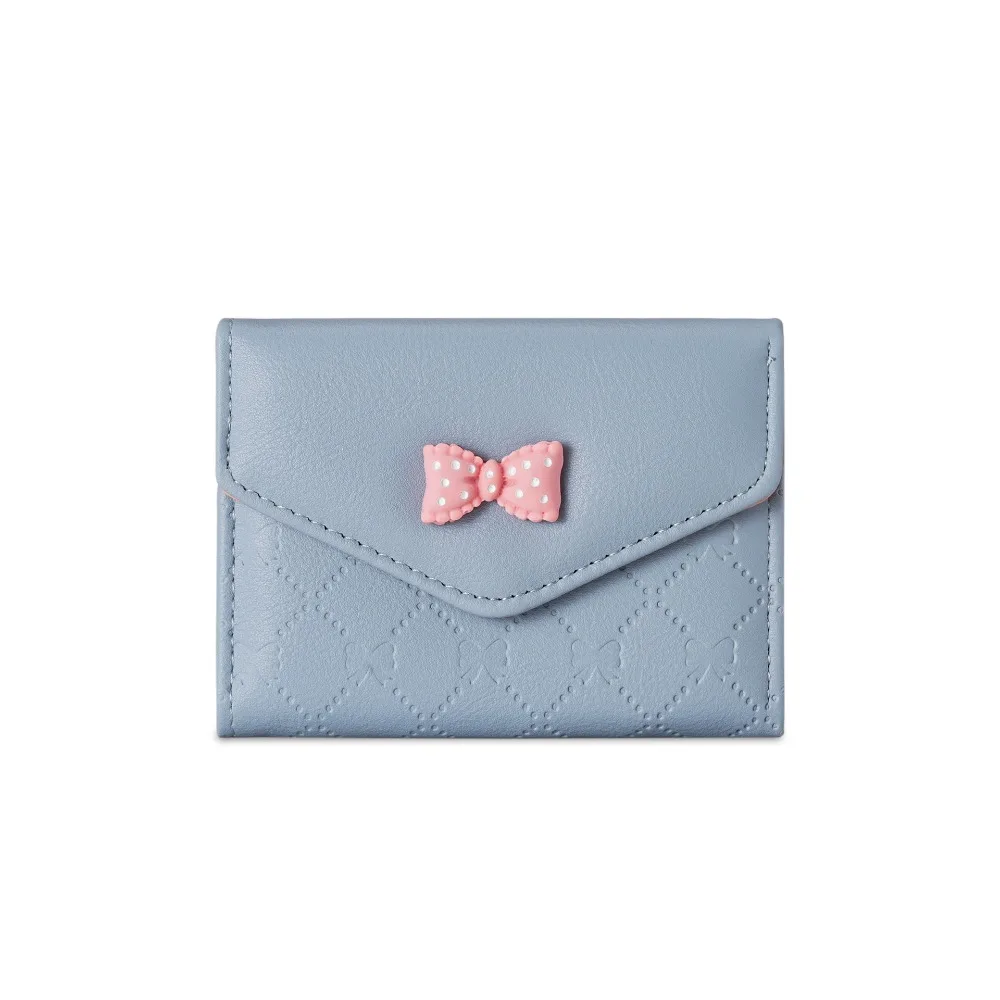 Portable Bow Short Wallet Tri-fold Portable Card Holder Coin Purse Gifts