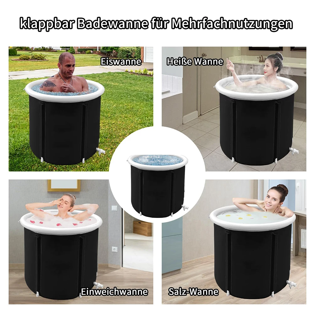 Bubble Bath Bucket fittings Folding Adult Portable Bathtub outdoors PVC Inflatable SPA Ice Bath Challenge Ice Therapy 80 x 75 cm