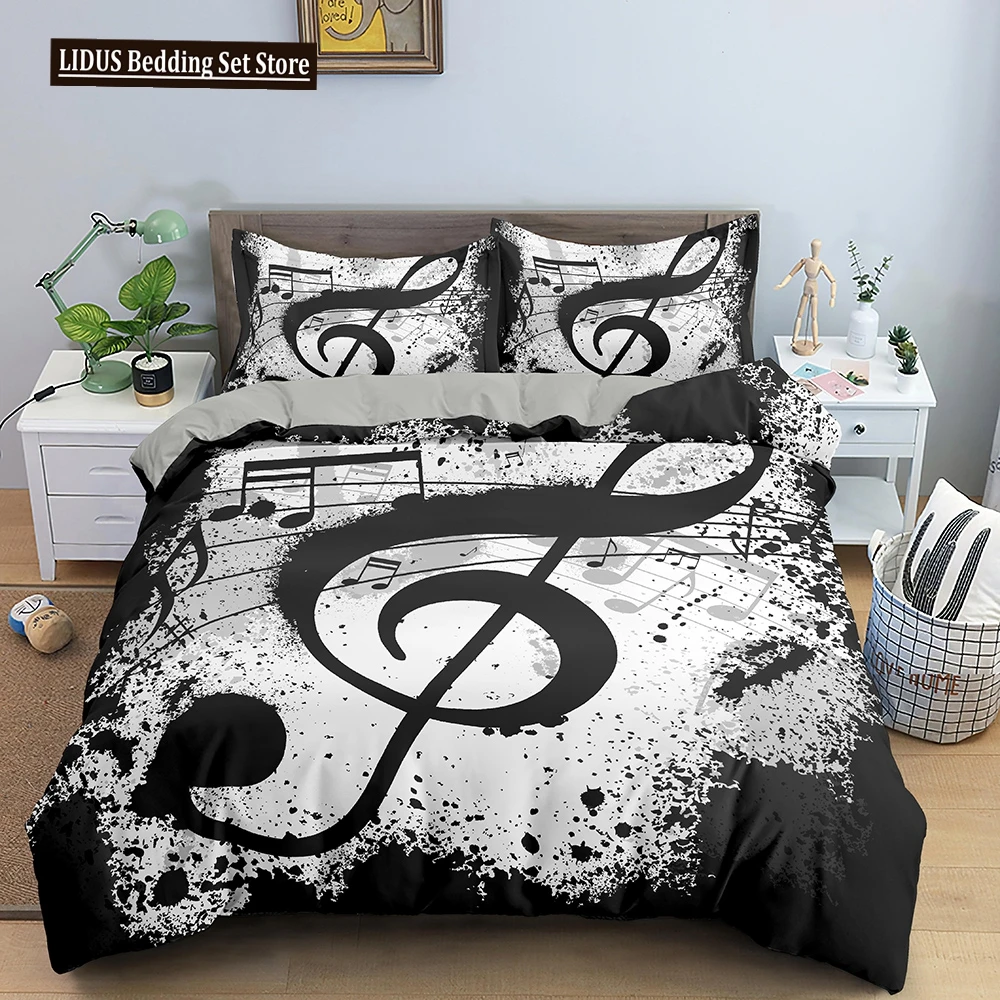 

Music Notes Bedding Set Duvet Cover Set Piano Keys Keyboard Bed Set Classic Music Melody Comforter Cover Quilt Cover Room Decor