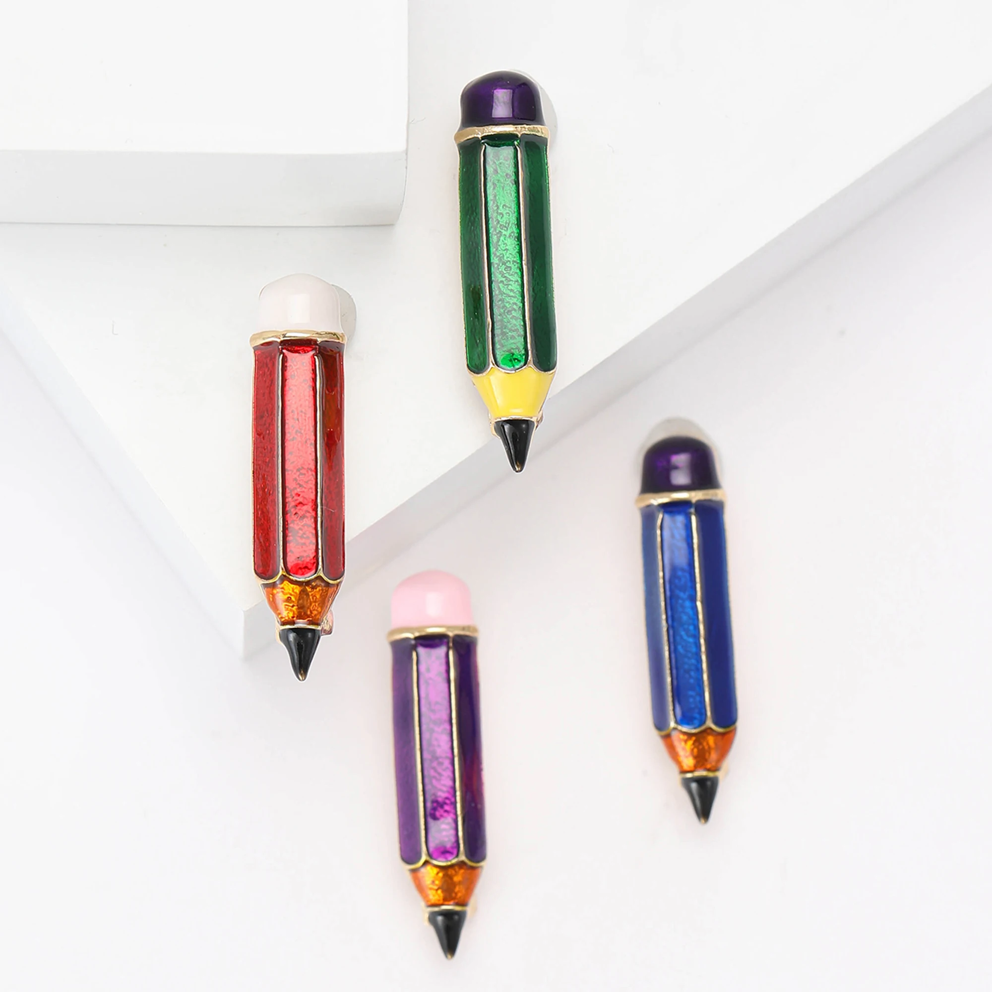 Enamel Pencil Brooches for Women Unisex Dripping Oil Study Tool Pins Office Party Friend Gifts Jewelry Accessories