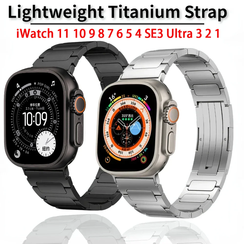 

Титановый ремешок для Apple Watch Ultra 3 2 49 мм 11 10 42 мм 46 мм 9 8 7 45 мм 41 мм Легкий браслет iWatch 6 5 4SE 44 мм 40 мм