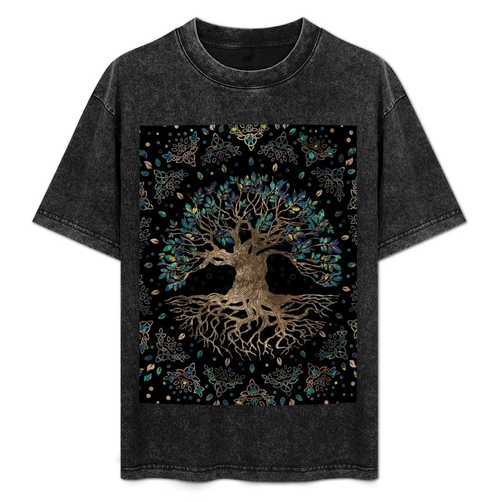

Tree of life -Yggdrasil Golden and Marble ornament T-Shirt Short sleeve tee Louboutins man t shirt outfits for men