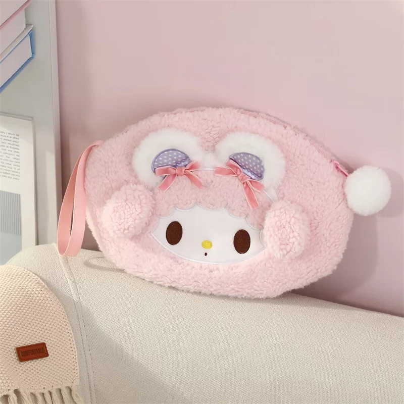 Sanrio – sac de rangement de cosmétiques en peluche My Melody, pochette de maquillage de dessin animé My Sweet Piano, sac à main souple de grande capacité, cadeaux de noël