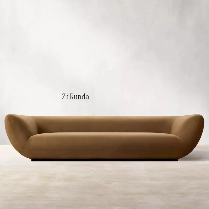 Generation curved sofa bed simple kidney velvet three-seat luxury living room villa furniture customization