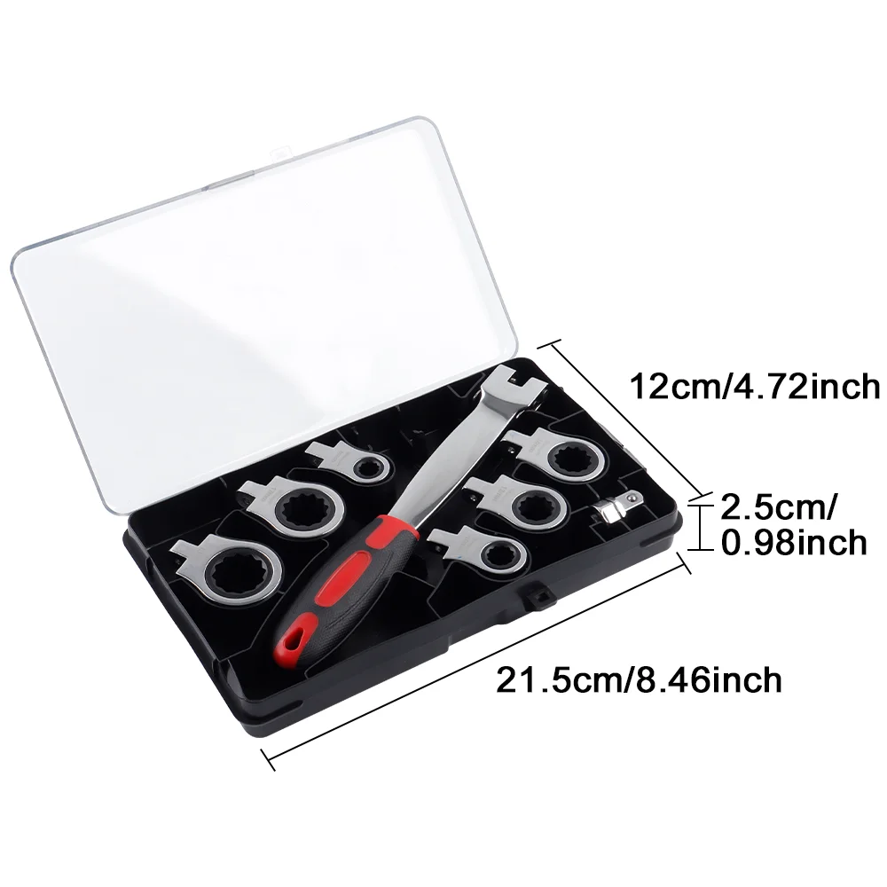 8-19mm Replaceable Head Ratchet Wrench Set Flexible Interchangeable Heads Cordless Ratchet Socket Wrench for Mechanic/Car Repair