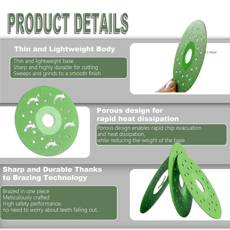 YWDZ-Premium 4.5 Inch Diamond Cutting Disc 5Pcs-Ultra-Thin For Angle Grinder Versatile In For Tile,Marble Glass