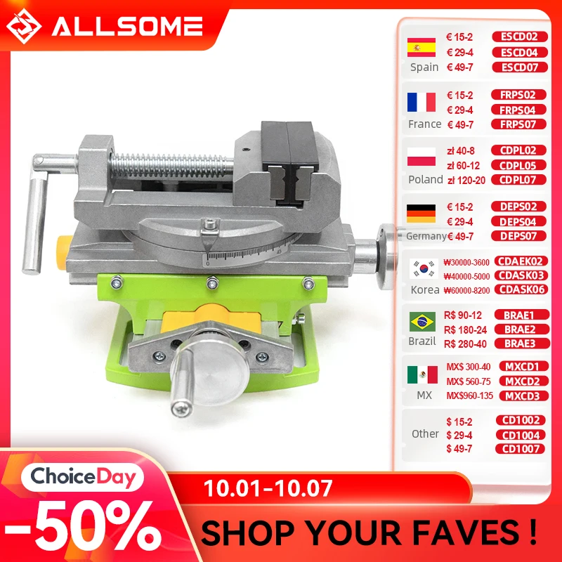 2 in 1 Milling Drilling Precision Vise Swivel Base Table Aluminium Alloy Compound Worktable