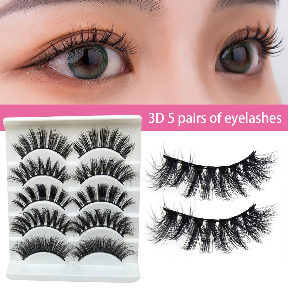 5 Pairs 3D Artificial False Eyelashes Lightweight Thick Fluffy Multi-level Soft Lashes for Cosplay Makeup DIY Supply SAL99