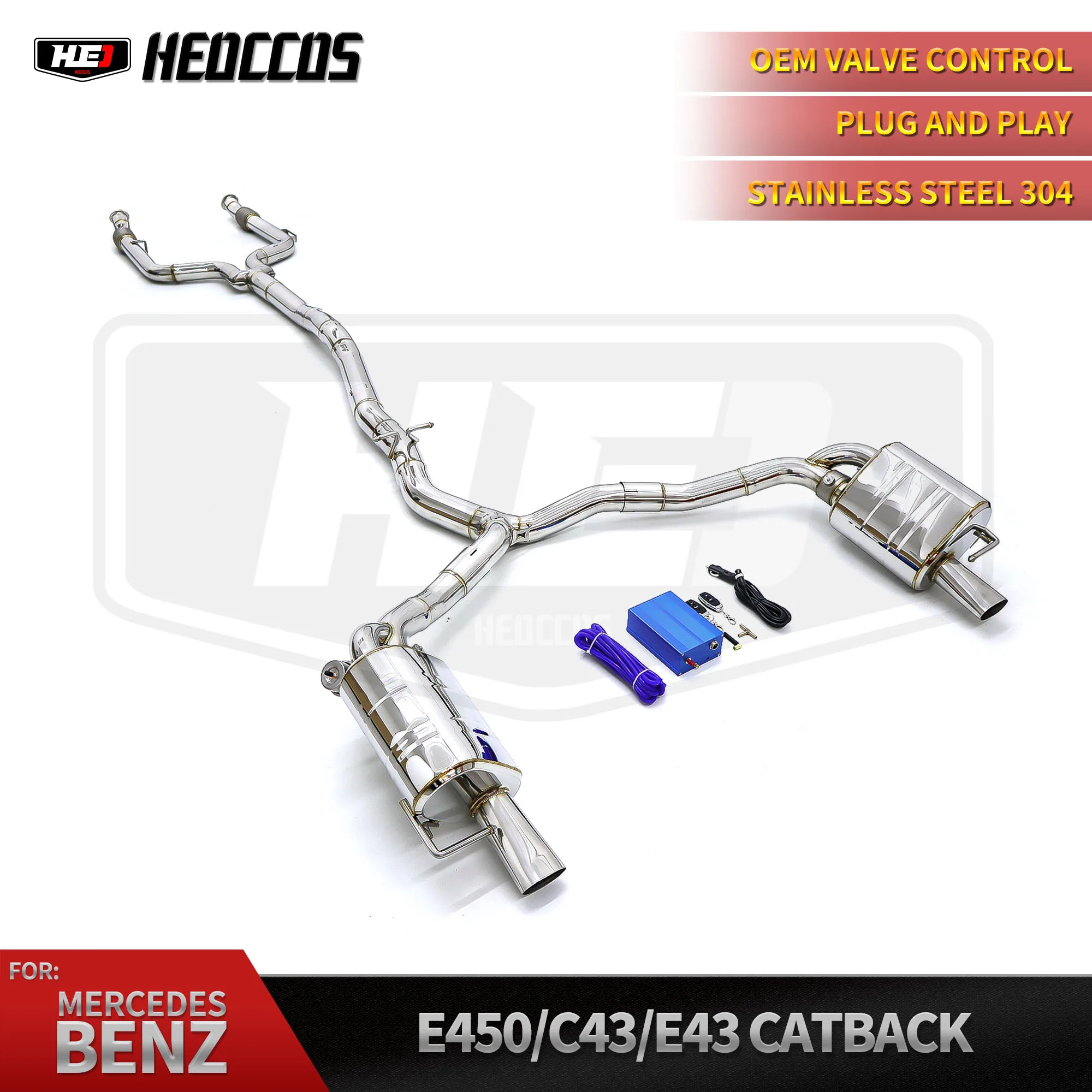 

Лидер продаж, тюнинг HEO, выхлопная система Catback для Mercedes-Benz E450 Coupe 3,0 T W205 304SS, глушитель клапана, пульт дистанционного управления, выхлоп