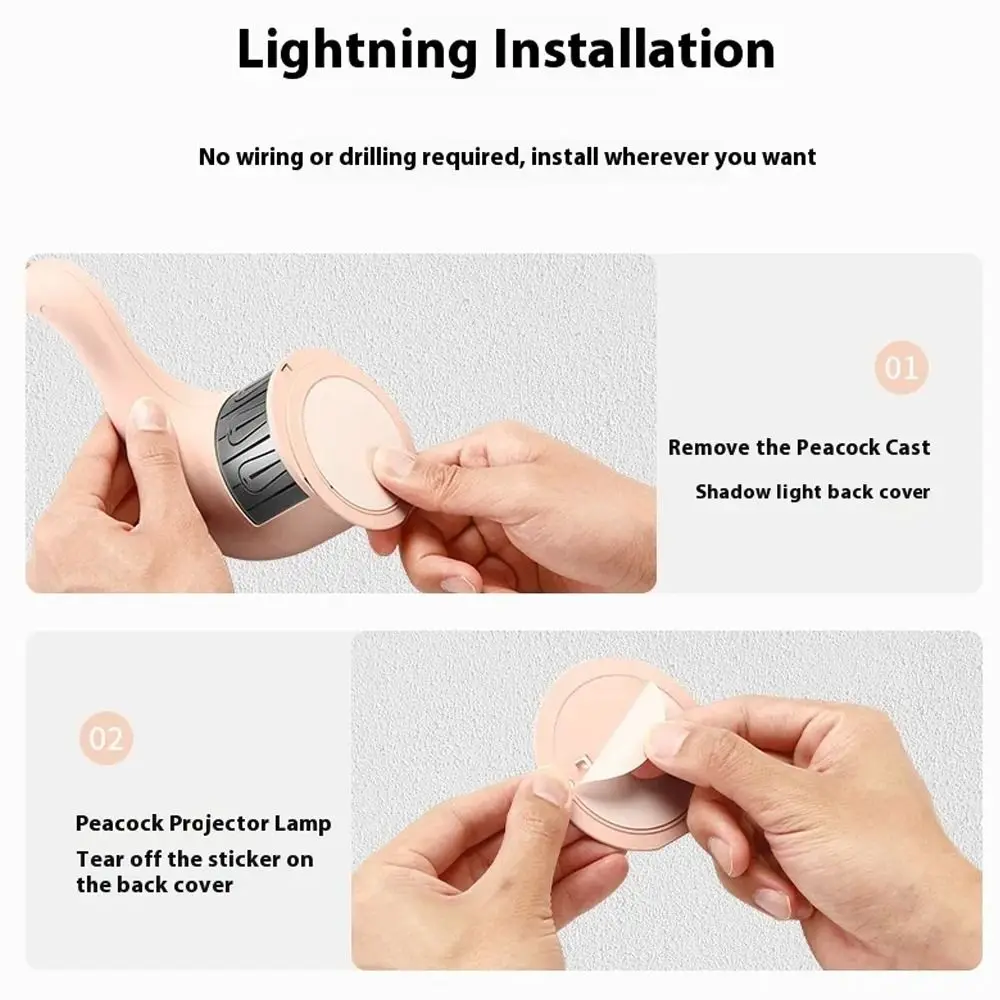 Crafts Remote Control Peacock Projection Lamp Colorful Wall Mounted Night Light Creative Atmosphere Light Bedhead