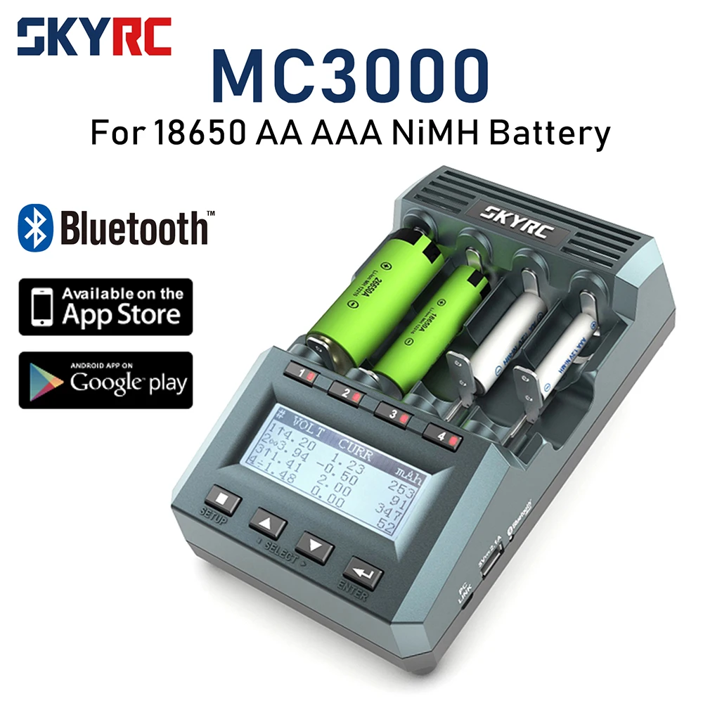 SKYRC MC3000 Battery Charger for AA AAA Nimh Universal Rechargeable Battery Charger LCD Smart BT APP PC Control SK-100083