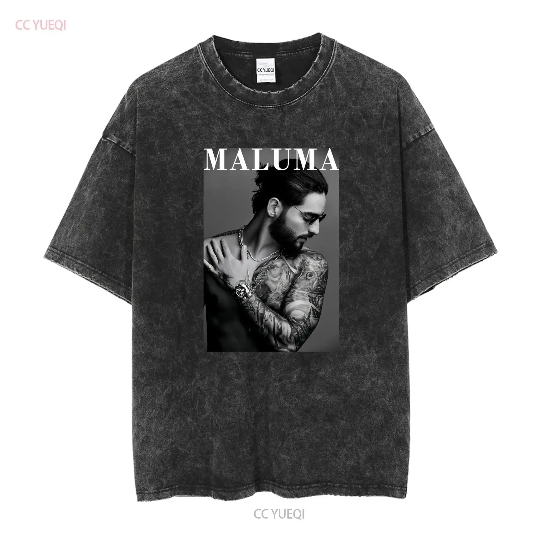 New Rare Maluma Singer Heavy Cotton White Full Size T Shirt vintage Washed graphic Comfortable Top For Everyday Wear