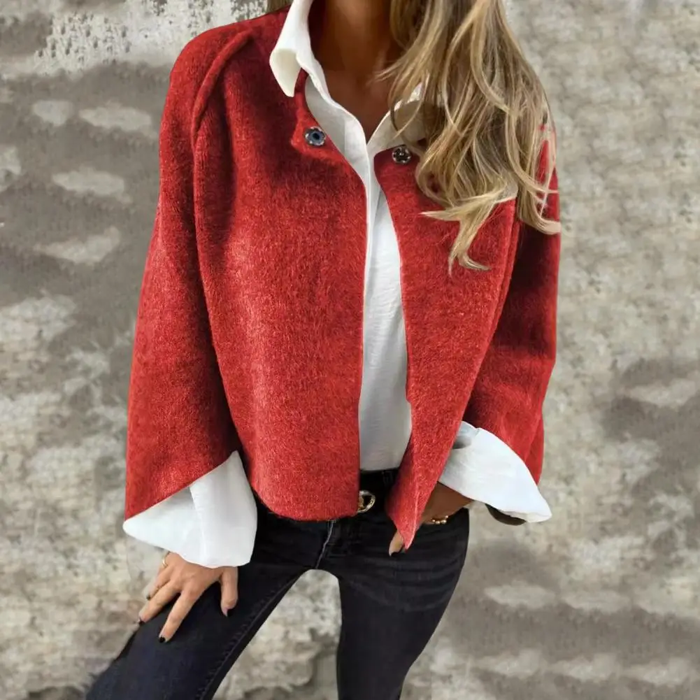 Women Autumn Winter Loose Short Imitation Cashmere Long Sleeve Jacket Women Fashion Coat