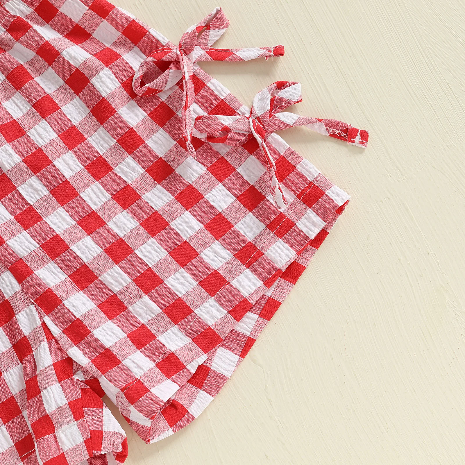 

Tregren Toddler Girls Summer Outfit Cherry Print Bubble Short Sleeves T-Shirt and Elastic Plaid Shorts Set Cute 2 Piece Clothes