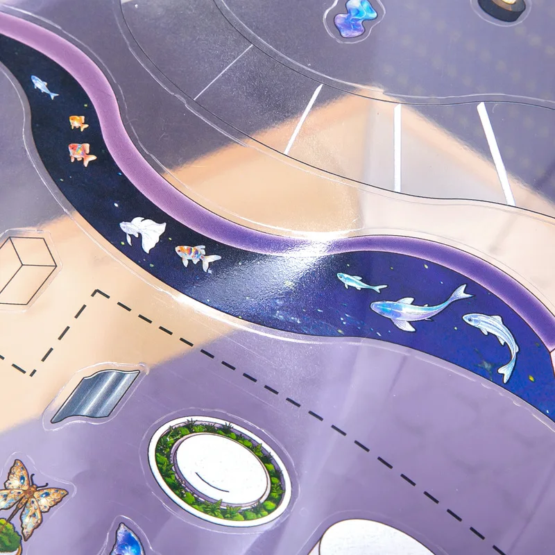 3Pcs Micro World Scene PET Stickers Diorama Building Decorative Decals Scrapbooking Craft Supplies