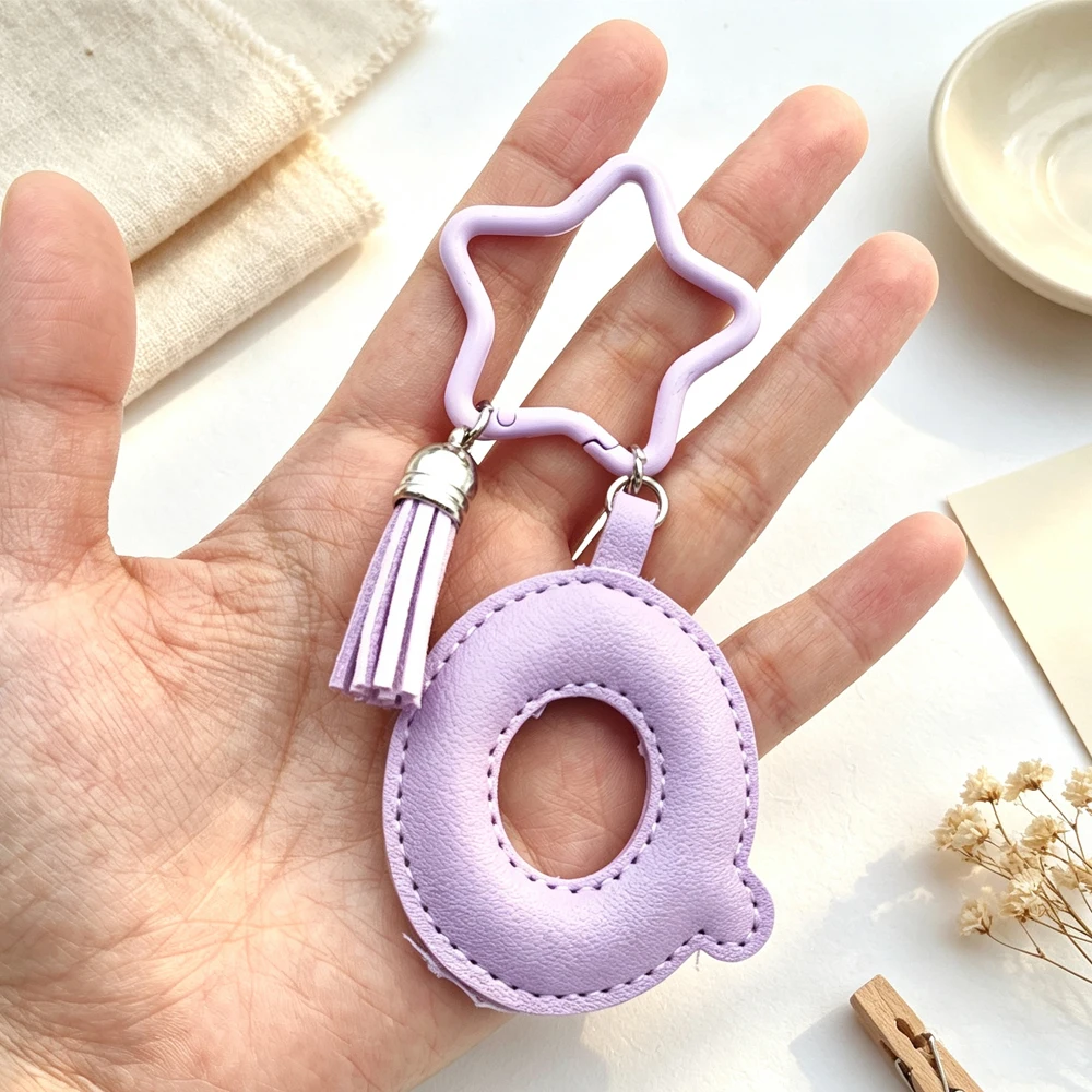 A-Z Alphabet Namens-Initialen Schlüsselanhänger Buntes PU-Leder Stern Quaste Schlüsselring Niedlicher Taschenanhänger Personalisiertes Mädchengeschenk – Detail 5