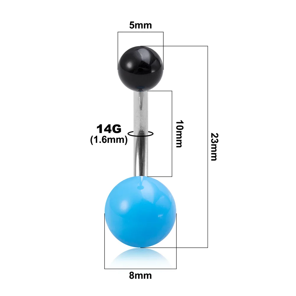 5Pcs/lot Candy Colors Acrylic Belly Button Rings for Women 316L Stainless Steel Bar Belly Navel Sexy Piercings Body Jewelry 14G