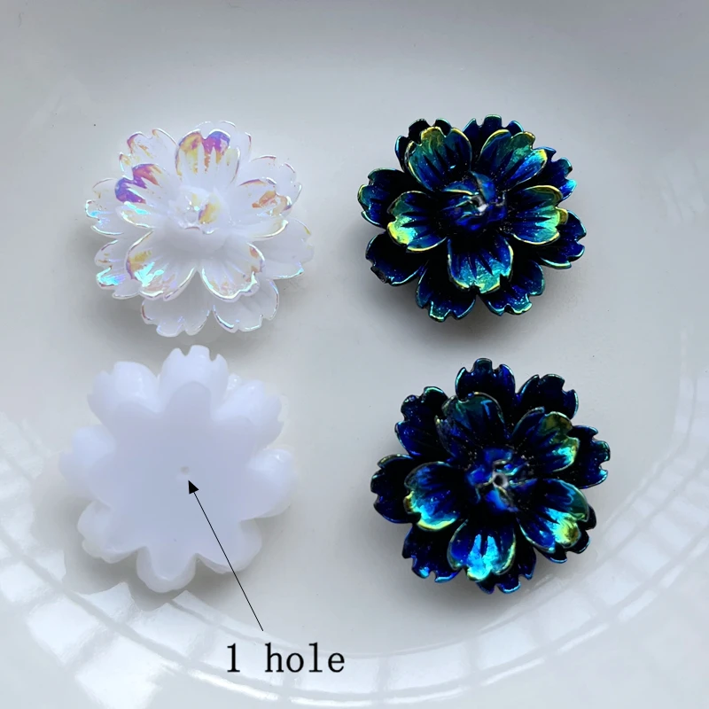 8pcs  25mm flower AB color resin sewing diamond pendant earrings making accessories DIY decorative scrapbook crafts applique