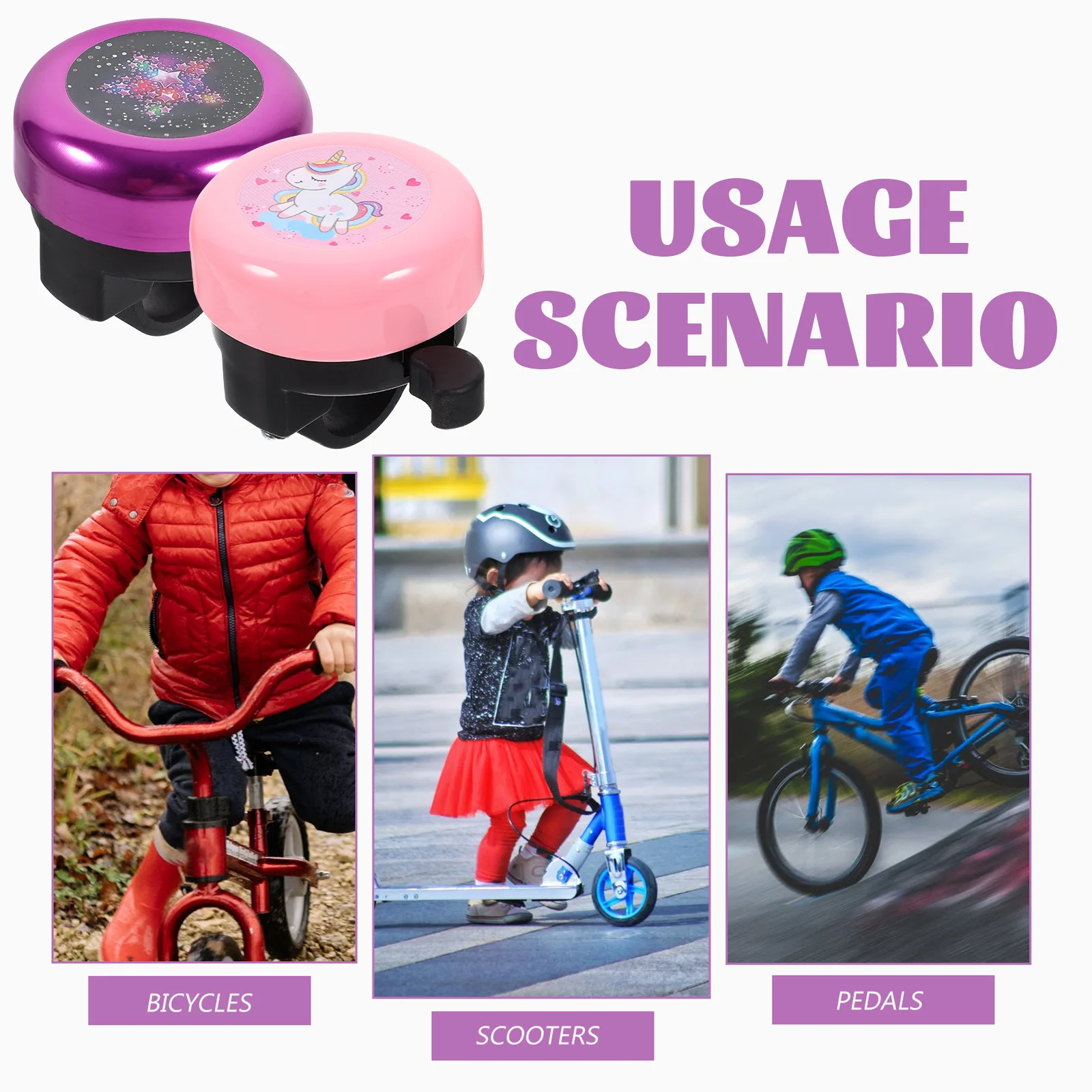 

2pcs Children Bell Cartoon Design Loud Sound Plastic Durable Kids Bicycle Accessories Bike Bell For Young Gift