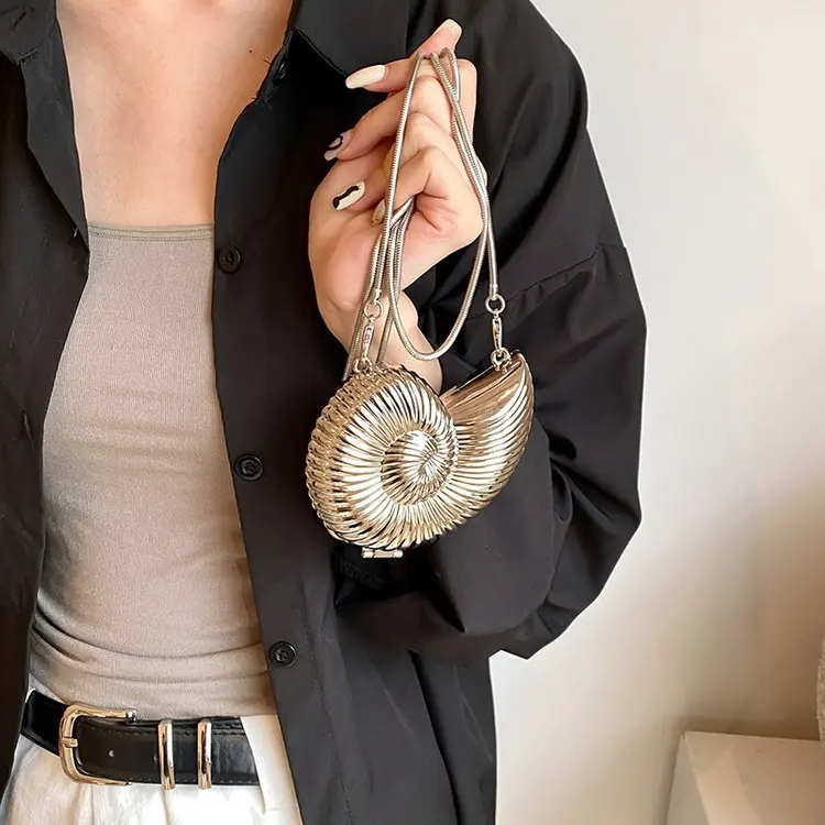 

Conch Evening Clutch Handbag Fashion Acrylic Gold Plating Underarm Bags Silver Box Designer Style Party Shoulder Messenger Purse