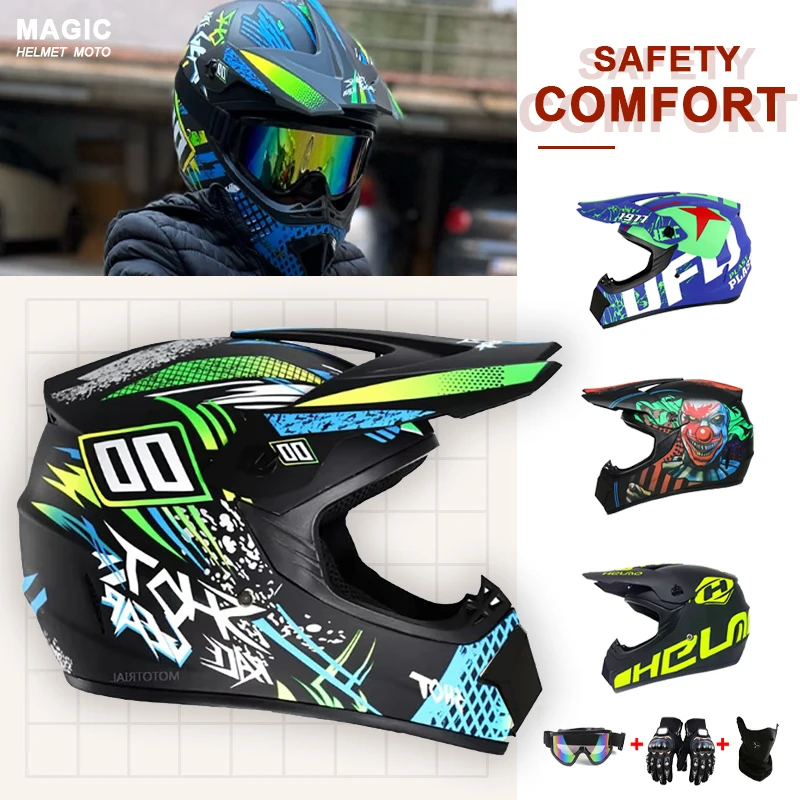 

Мотоциклетный шлем, детский внедорожный шлем, велосипедный горный шлем Am Dh, крестовый шлем Capacete, мотокросс Casco, подарочный набор из трех предметов, двигатель