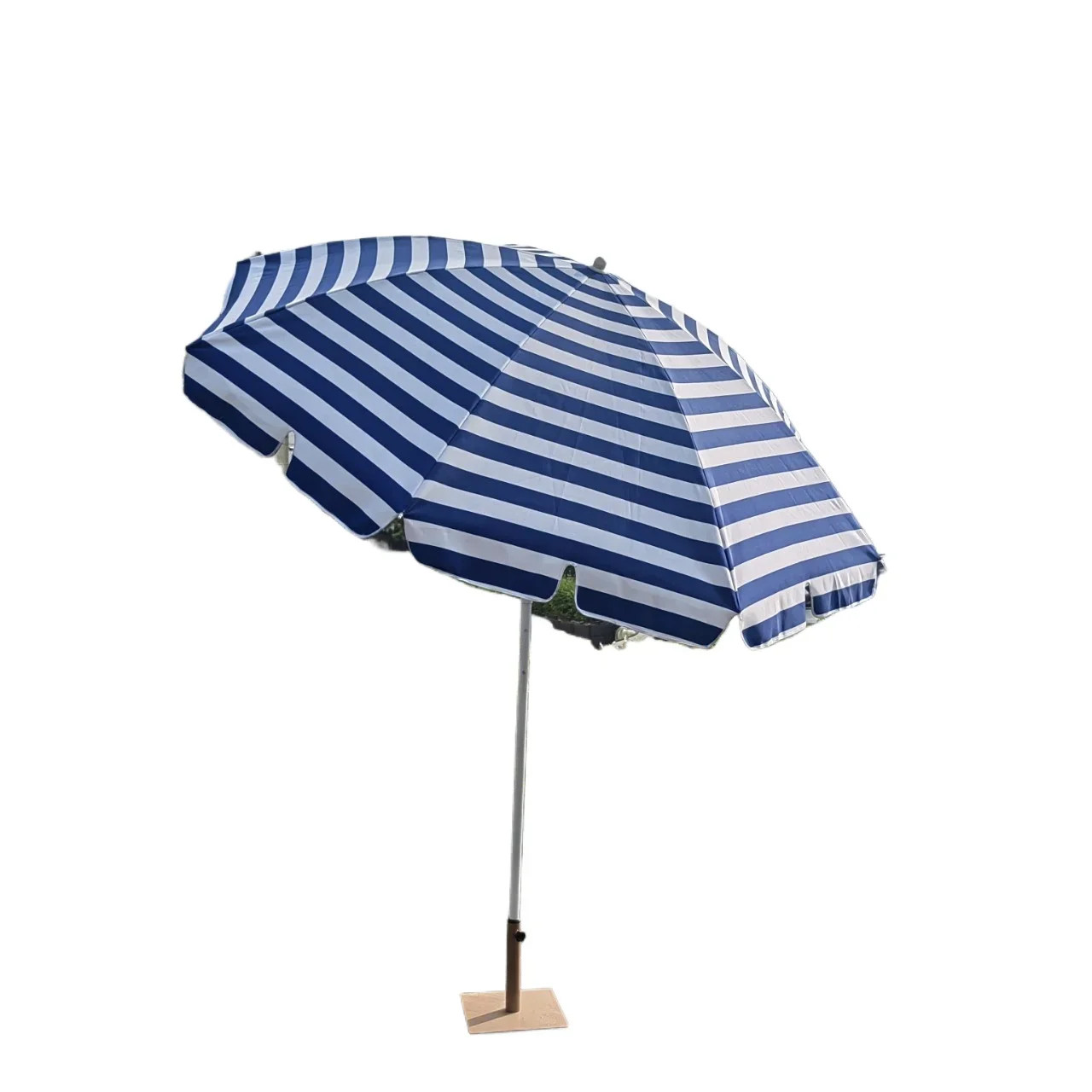 Blue White Stripe Scalloped Edge Patio Parasol Outdoor Sun Shade Umbrella For Garden Poolside Cafe Backyard Decor Without Base